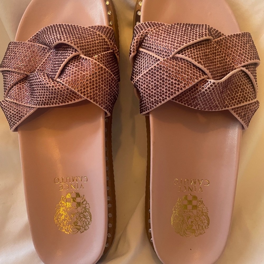 Vince Camuto Kevind Braid Slide Sandal w/Rhinestone Embellishment ~ NEW